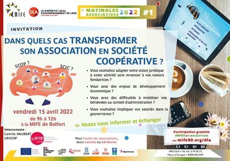L'Union Régionale des Scop et Scic BFC interviendra lors d'une matinale associative le 15 avril à Belfort